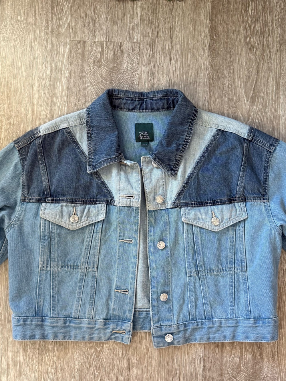 💙 wild fable - Colorblock Denim Jacket Light Wash - Size Medium Y2K